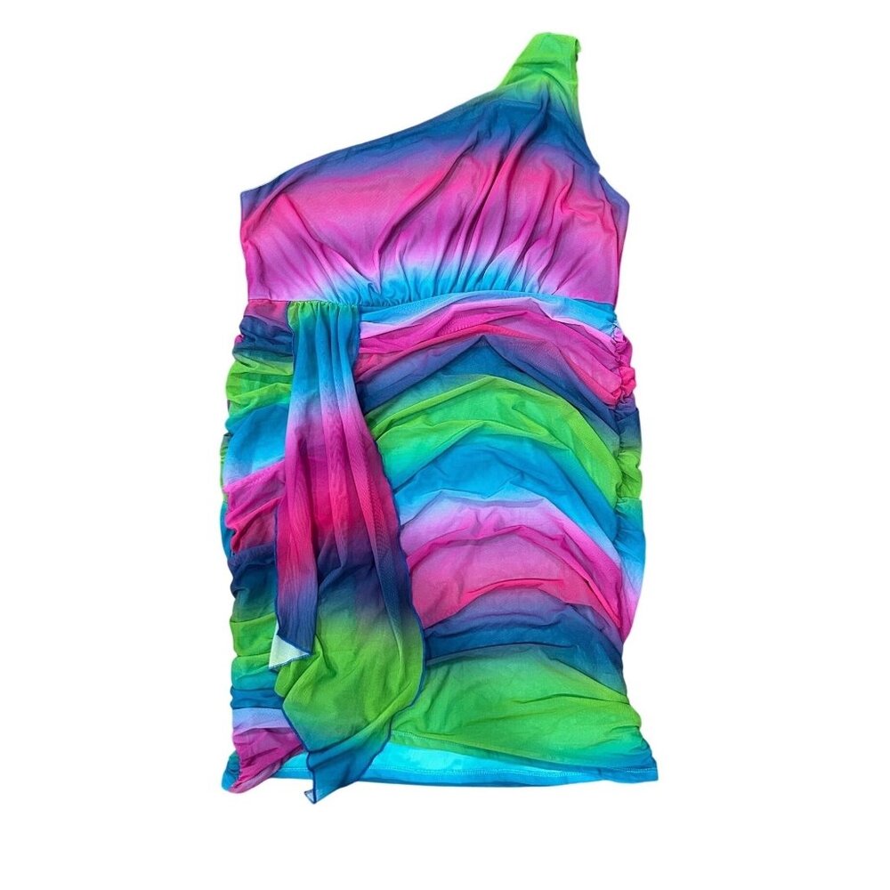 Fashion To Figure Multicolor One-Shoulder Dress Size 3 Polyester Spandex Blend